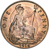 1914 Penny - George V British Bronze Coin - Superb