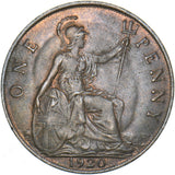 1920 Penny - George V British Bronze Coin - Very Nice