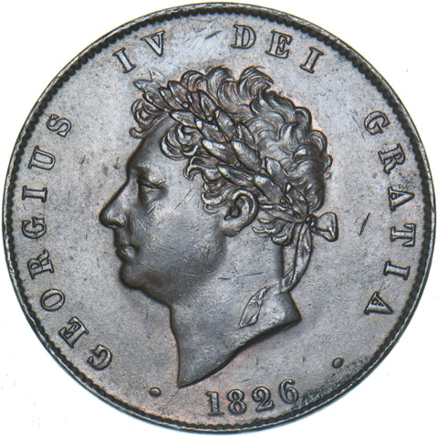 1826 Halfpenny - George IV British Copper Coin - Very Nice