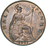 1901 Halfpenny - Victoria British Bronze Coin - Superb