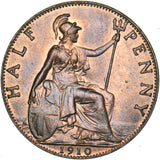 1910 Halfpenny - Edward VII British Bronze Coin - Superb