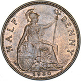 1930 Halfpenny - George V British Bronze Coin - Superb