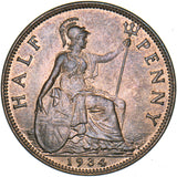 1934 Halfpenny - George V British Bronze Coin - Superb