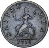 1754 Farthing -   Copper Coin - Nice
