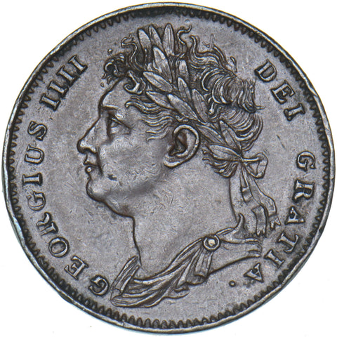 1822 Farthing - George IV British Copper Coin - Very Nice