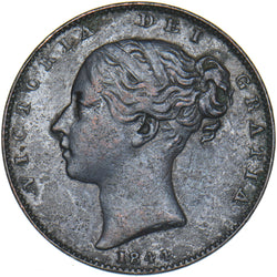 1844 Farthing - Victoria British Copper Coin
