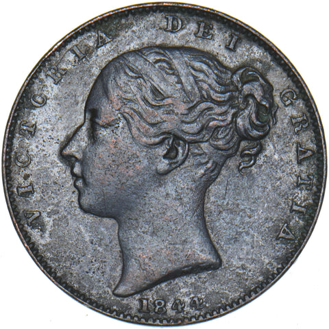 1844 Farthing - Victoria British Copper Coin