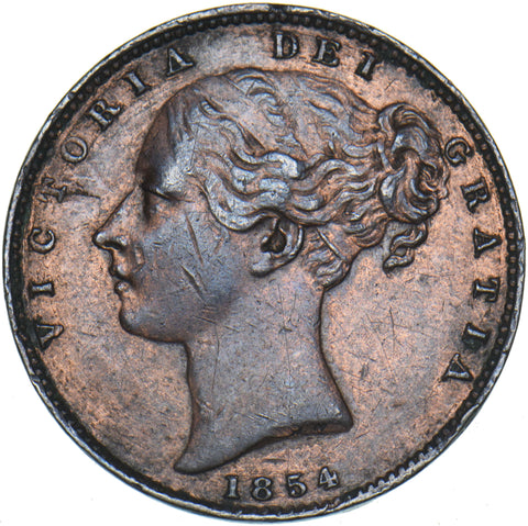 1854 Farthing - Victoria British Copper Coin - Nice