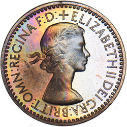 1953 Proof Farthing (F662A 2+A) - Elizabeth II British Bronze Coin - Superb