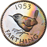 1953 Proof Farthing (F662A 2+A) - Elizabeth II British Bronze Coin - Superb