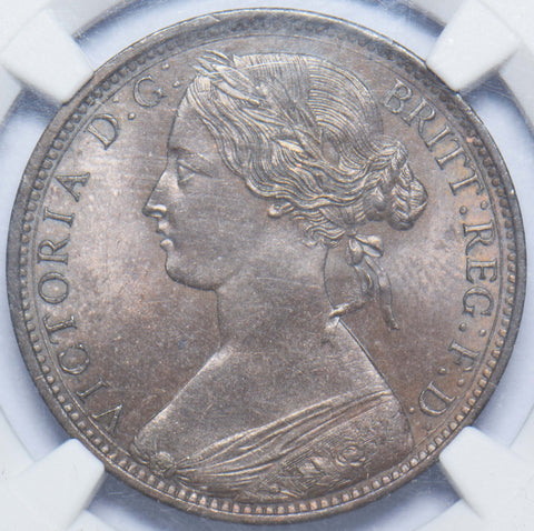 1862 Penny (NGC MS 63 RB) - Victoria British Bronze Coin - Superb