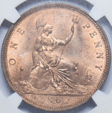 1862 Penny (NGC MS 63 RB) - Victoria British Bronze Coin - Superb