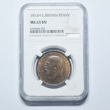 1912 H Penny (NGC MS 63 BN) - George V British Bronze Coin - Superb