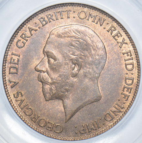 1928 Penny (CGS AU 78) - George V British Bronze Coin - Superb
