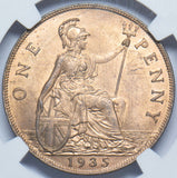 1935 Penny (NGC MS 64 RB) - George V British Bronze Coin - Superb