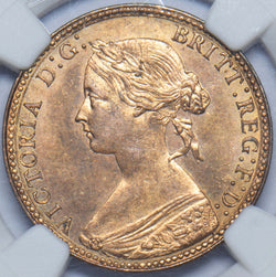 1860 Halfpenny (NGC MS 62 RB) - Victoria British Bronze Coin - Superb