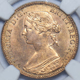 1860 Halfpenny (NGC MS 62 RB) - Victoria British Bronze Coin - Superb
