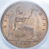 1860 Halfpenny (CGS 82) - Victoria British Bronze Coin - Superb