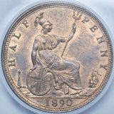1890 Halfpenny (CGS UNC 80) - Victoria British Bronze Coin - Superb