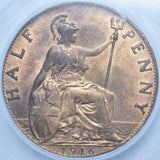 1916 Halfpenny (CGS 80) - George V British Bronze Coin - Superb