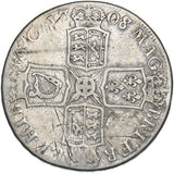 1708 E Crown (8 Over 7) - Anne British Silver Coin