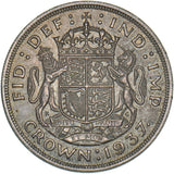 1937 Crown - George VI British Silver Coin - Very Nice