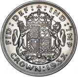 1937 Crown - George VI British Silver Coin - Very Nice