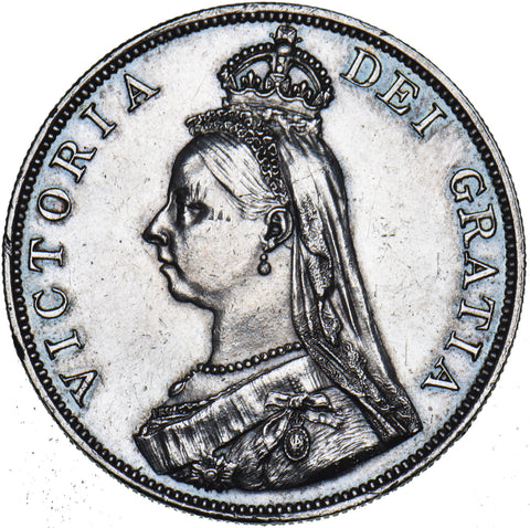 1887 Double Florin (Arabic 1) - Victoria British Silver Coin - Very Nice