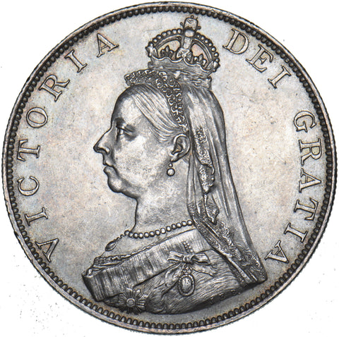 1887 Double Florin (Scarce Dies 1B) - Victoria British Silver Coin - Very Nice