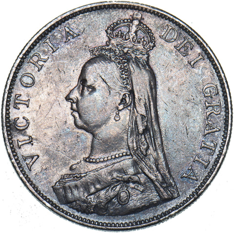 1887 Double Florin (Arabic 1) - Victoria British Silver Coin - Nice