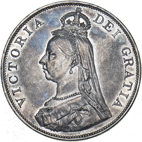1887 Double Florin (Arabic 1) - Victoria British Silver Coin - Very Nice