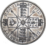 1887 Double Florin (Arabic 1) - Victoria British Silver Coin - Very Nice
