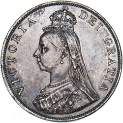 1887 Double Florin (Arabic 1) - Victoria British Silver Coin - Very Nice