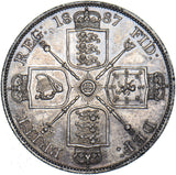1887 Double Florin (Arabic 1) - Victoria British Silver Coin - Very Nice