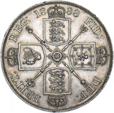 1888 Double Florin (Inverted 1) - Victoria British Silver Coin - Very Nice