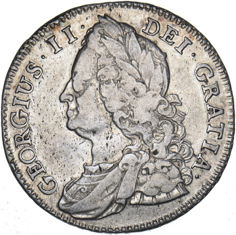 1743 Halfcrown - George II British Silver Coin - Nice