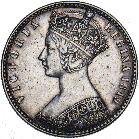 1849 Godless Florin - Victoria British Silver Coin - Nice