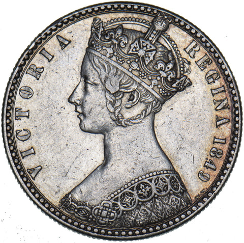 1849 Godless Florin - Victoria British Silver Coin - Very Nice