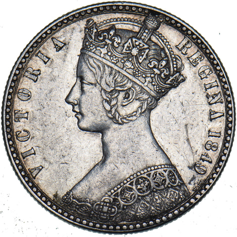 1849 Godless Florin - Victoria British Silver Coin - Very Nice