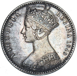 1849 Godless Florin - Victoria British Silver Coin - Very Nice