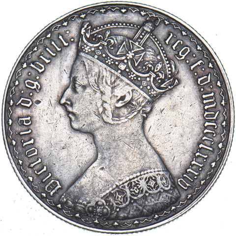 1884 Gothic Florin - Victoria British Silver Coin - Nice