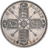 1914 Florin - George V British Silver Coin - Nice