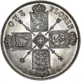 1916 Florin - George V British Silver Coin - Superb