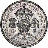 1944 Florin - George VI British Silver Coin - Superb
