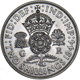 1944 Florin - George VI British Silver Coin - Superb