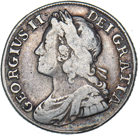 1739 Shilling - George II British Silver Coin - Nice
