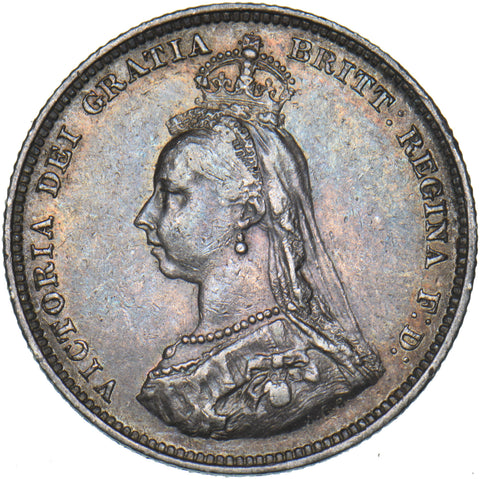 1887 Shilling - Victoria British Silver Coin - Very Nice