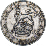 1913 Shilling - George V British Silver Coin - Nice