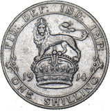 1914 Shilling - George V British Silver Coin - Nice