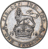 1918 Shilling - George V British Silver Coin - Nice